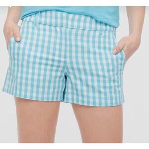 J. Crew Gingham Chino‎ Shorts Women's 10 Resortwear Preppy Vacation Coastal Blue